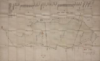 大輪地ヶ原を三分するように2本の線がひかれた北弥六の大輪地ヶ原絵図